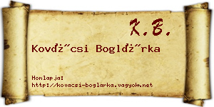 Kovácsi Boglárka névjegykártya